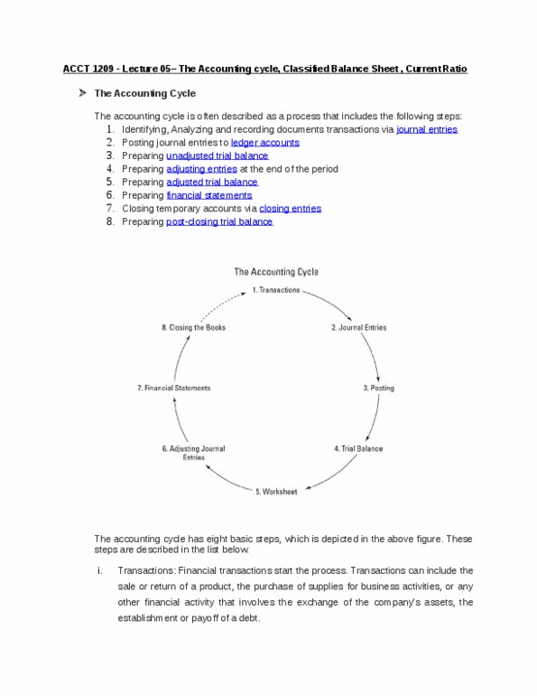 ACCT 1209 Lecture Notes - Lecture 5: Trial Balance, Accounting Information System, General Ledger thumbnail