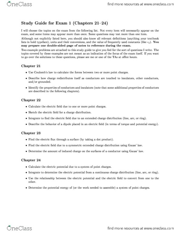 PHYS 0175 Chapter Notes - Chapter 21-24: Electric Flux, Electric Potential, Electric Field thumbnail