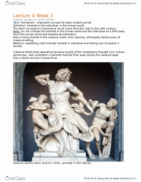 ARHI 203 Lecture Notes - Lecture 4: Florence Cathedral, Belvedere Torso, Filippo Brunelleschi thumbnail