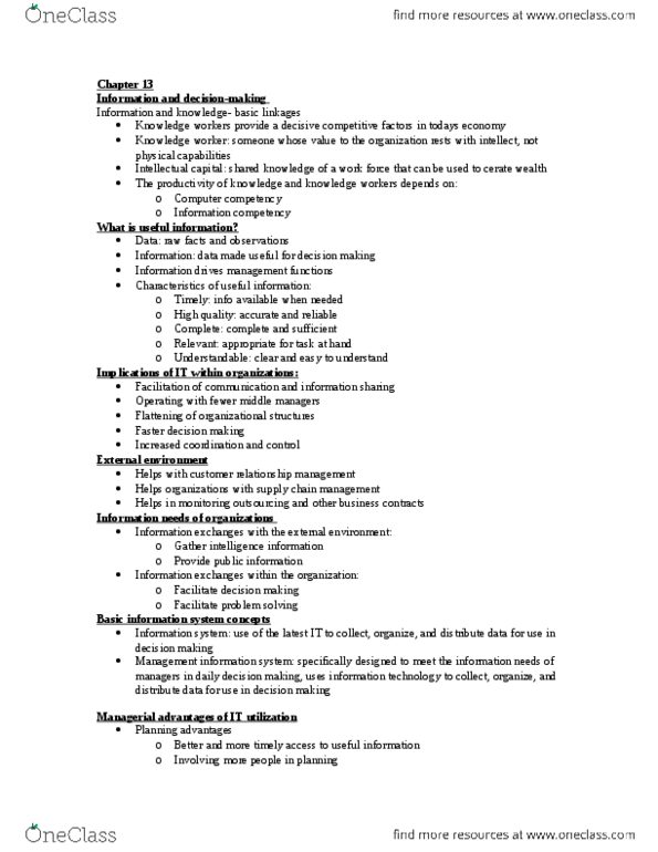 GMS 200 Lecture Notes - Lecture 10: Customer Relationship Management, Knowledge Worker, Problem Solving thumbnail