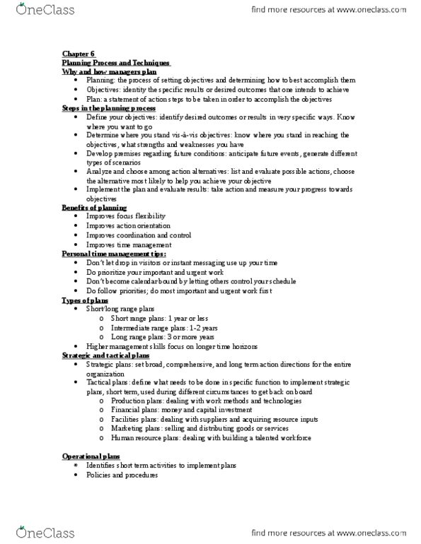 GMS 200 Lecture Notes - Lecture 6: Scenario Planning, Personal Development, Goal Setting thumbnail