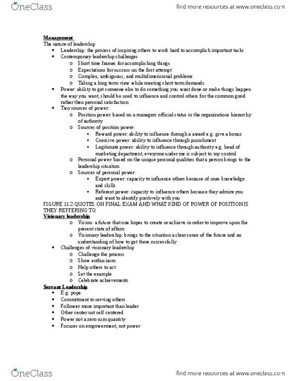 GMS 200 Lecture Notes - Lecture 8: Fiedler Contingency Model, Decision-Making, Social Skills thumbnail