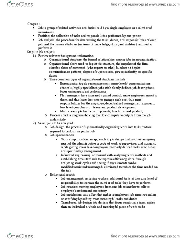 MHR 523 Lecture Notes - Lecture 3: Organizational Chart, Job Analysis, New Product Development thumbnail