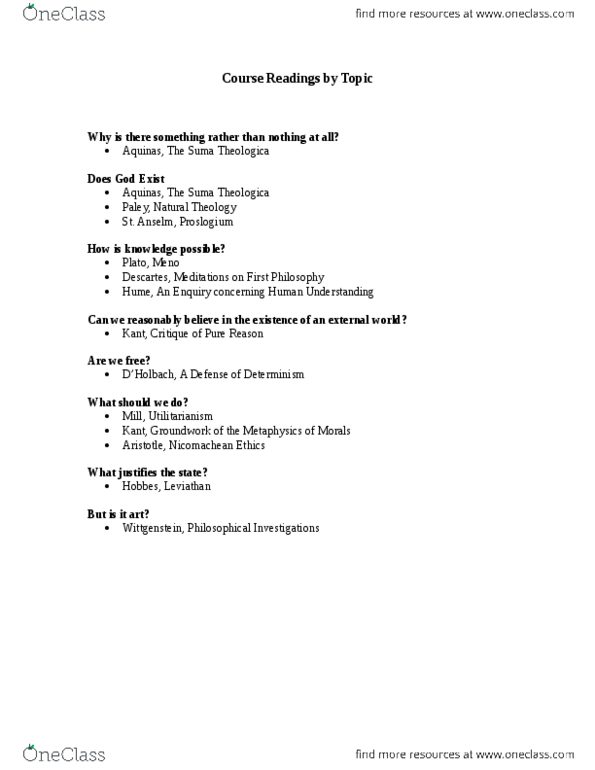 PHIL 1000 Lecture Notes - Lecture 5: Proslogion, Nicomachean Ethics, Determinism thumbnail