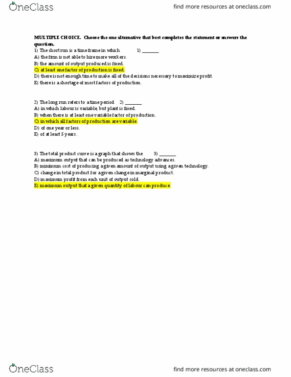 ECON 2010U Lecture 7: Chapter 11 - Multiple Choice Tutorial thumbnail