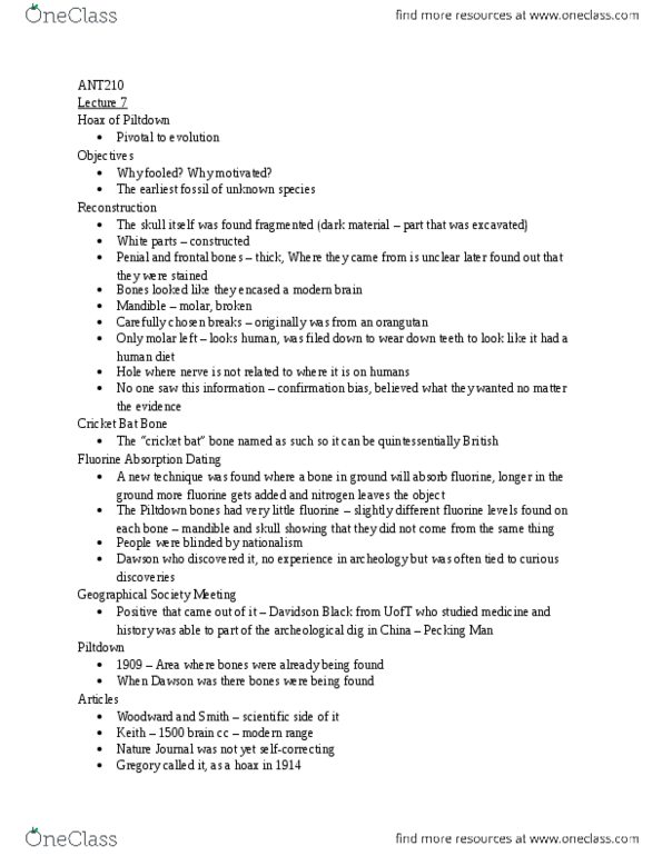 ANT210H5 Lecture Notes - Lecture 7: Confirmation Bias, Fluorine thumbnail