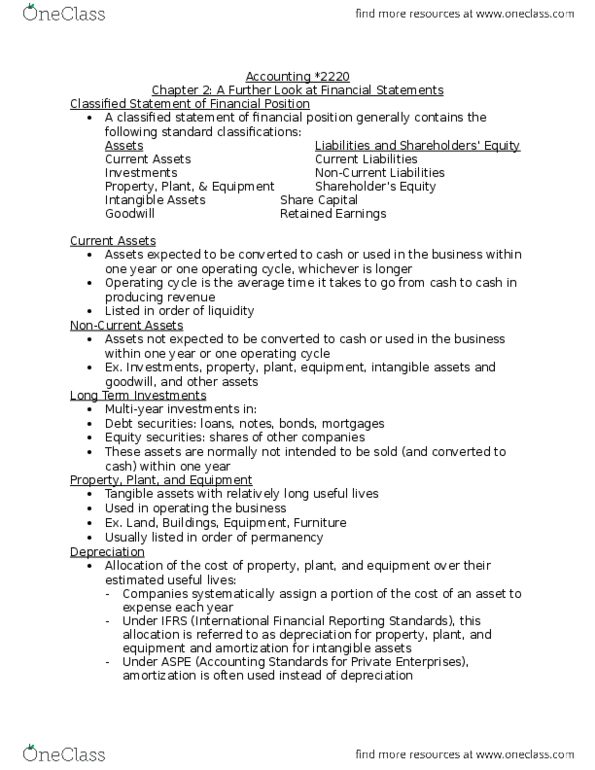 ACCT 2220 Lecture Notes - Lecture 2: Share Capital, Retained Earnings thumbnail