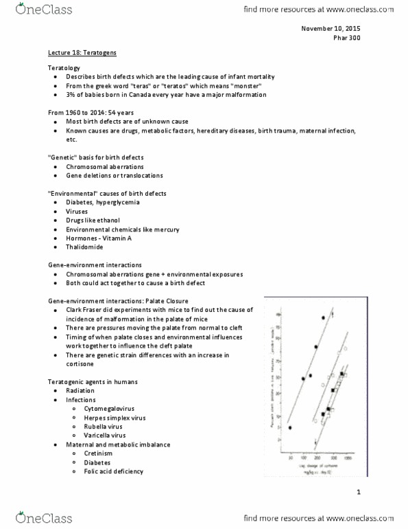 PHAR 300 Lecture Notes - Lecture 18: Rubella Virus, Phenytoin, Ace Inhibitor thumbnail