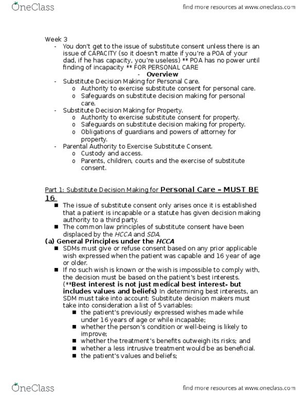 Law 3101A/B Lecture Notes - Lecture 3: Personal Representative, Chemotherapy, Hamilton Health Sciences thumbnail