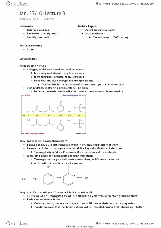 CHM136H1 Lecture Notes - Lecture 8: Sodium Benzoate, Phenyl Group, Acid Strength thumbnail