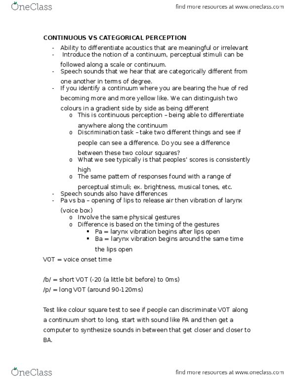 PSY315H5 Lecture Notes - Lecture 2: Voice-Onset Time, Vocal Tract, Vocal Folds thumbnail