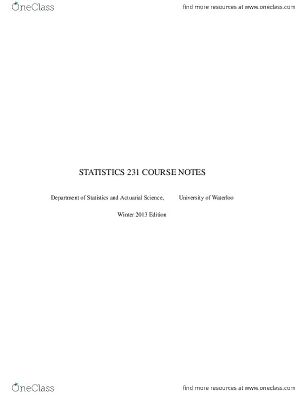 STAT231 Chapter All: Stat 231 course notes thumbnail