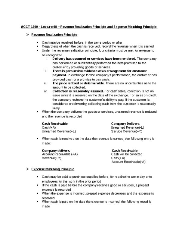 ACCT 1209 Lecture Notes - Lecture 8: Deferral, Retained Earnings, Income Statement thumbnail