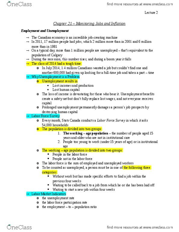 ECON 2020U Lecture Notes - Lecture 2: Frictional Unemployment, Unemployment Benefits, Structural Unemployment thumbnail