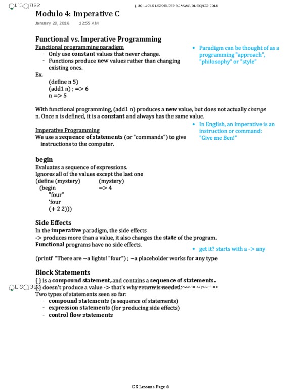 CS136 Lecture Notes - Lecture 4: Functional Programming, Imperative Programming, Mutation thumbnail