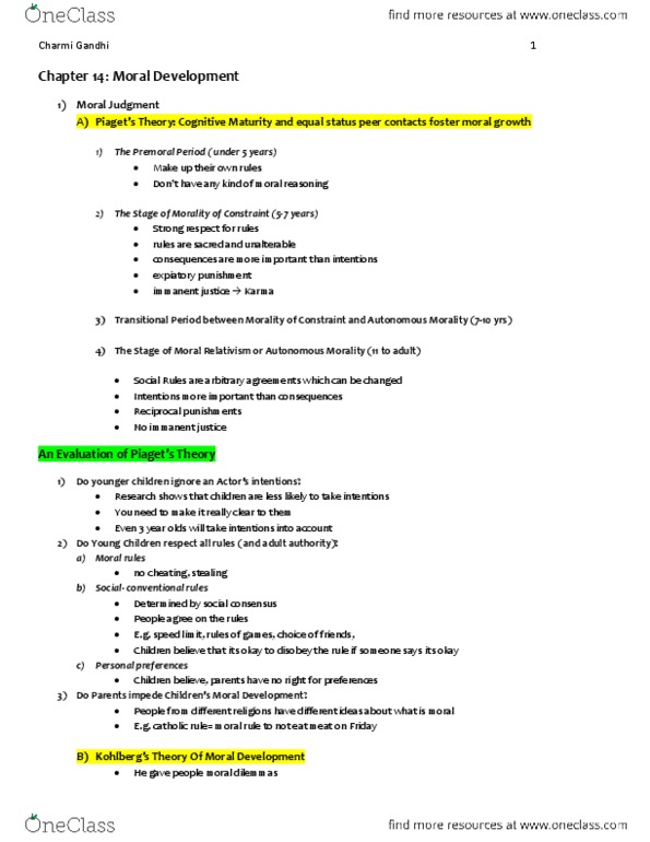 PSY 302 Lecture Notes Winter 2015 Lecture 14 Immanence