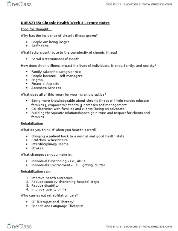 NRS 213 Lecture Notes - Lecture 3: Occupational Therapy, Assistive Technology, Health Literacy thumbnail