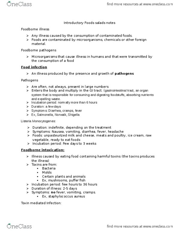 HTM 2700 Lecture Notes - Lecture 1: Foodborne Illness, Tetraodontidae, Soy Protein thumbnail