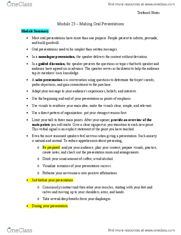 BUSI 1020U Chapter Notes - Chapter 23: Microsoft Powerpoint thumbnail