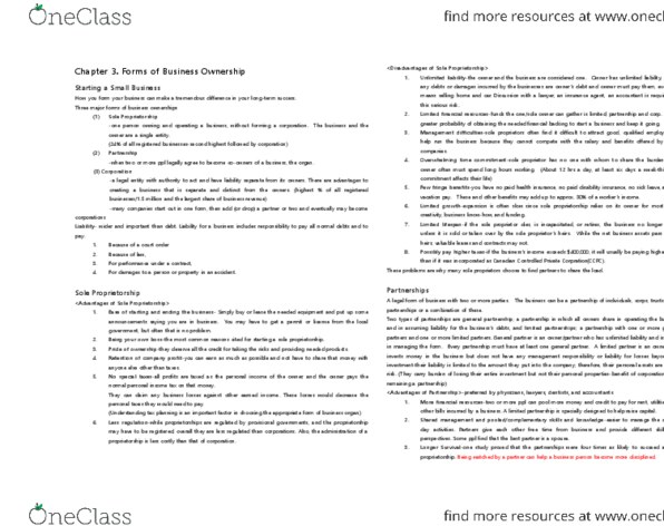 MGM101H5 Lecture Notes - Lecture 4: Sole Proprietorship, Sun Life Financial, General Partnership thumbnail