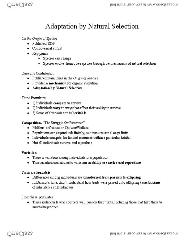 ANTH 201 Lecture Notes - Lecture 3: Sharp-Beaked Ground Finch, Warbler-Finch, Psittacula thumbnail