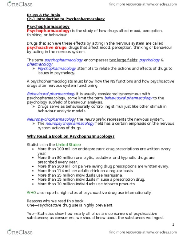 PSYC62H3 Chapter Notes - Chapter 1: Lethal Dose, Prescription Drug, Ed50 thumbnail