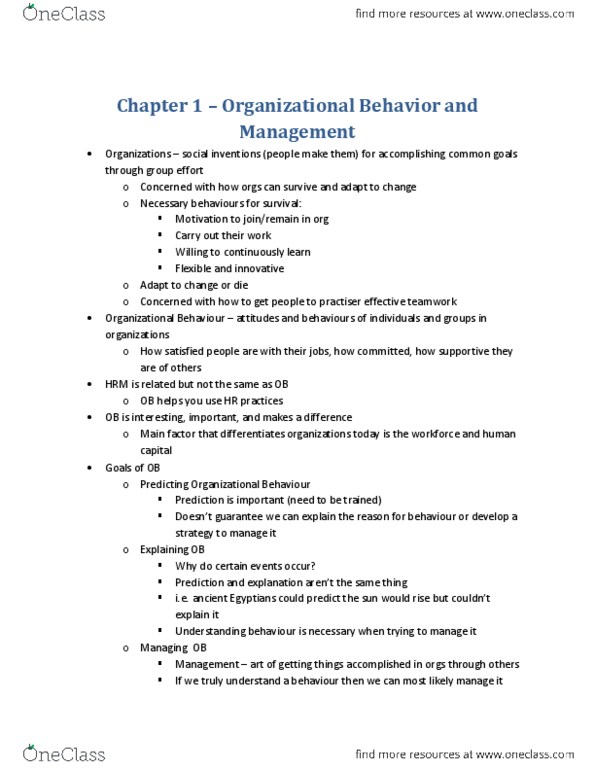 BU288 Chapter Notes - Chapter 1: Nepotism, Scientific Management, Human Capital thumbnail