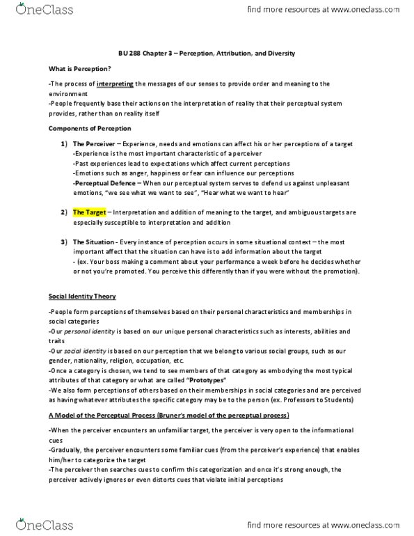 BU288 Chapter Notes - Chapter 3: Dispositional Attribution, Fundamental Attribution Error, Laziness thumbnail