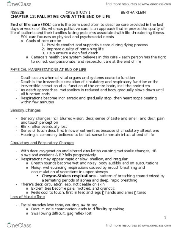 NSE 22A/B Chapter Notes - Chapter 13 & 25: Prolonged Grief Disorder, Nursing Care Plan, Unsun thumbnail