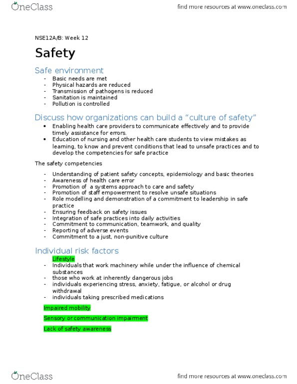 NSE 12A/B Lecture Notes - Lecture 12: Workplace Hazardous Materials Information System, Orthostatic Hypotension, Gait Abnormality thumbnail