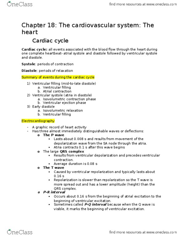 BLG 10A/B Chapter Notes - Chapter 18: Aortic Valve, Atherosclerosis, Qrs Complex thumbnail