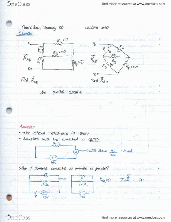 ENGG 225 Lecture Notes - Lecture 10: Ammeter, Internal Resistance, Current Source thumbnail