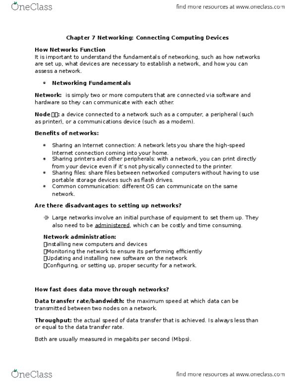 CP102 Chapter Notes - Chapter 7: Local Area Network, 10 Gigabit Ethernet, Gigabit Ethernet thumbnail