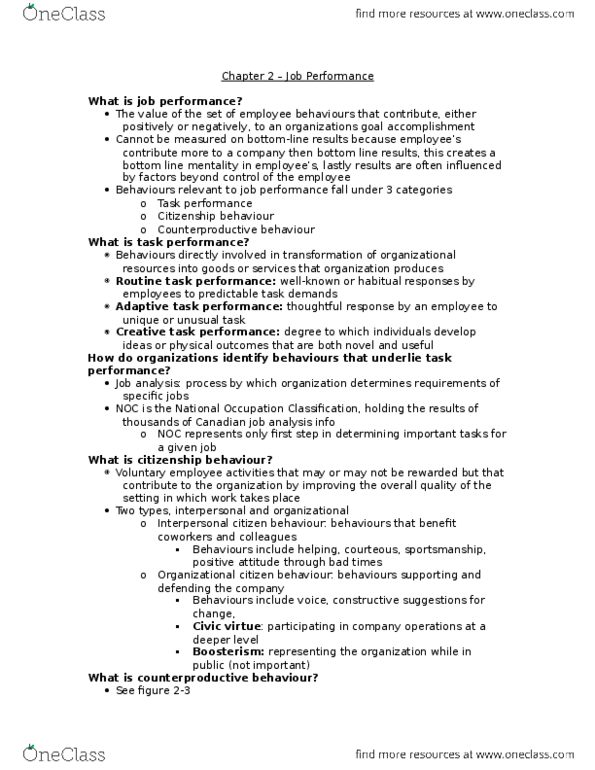 Business Administration 2295F/G Lecture Notes - Lecture 2: 360-Degree Feedback, Organizational Commitment, Civic Virtue thumbnail