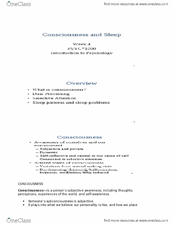 PSYC 1000 Lecture Notes - Lecture 7: Rapid Eye Movement Sleep, Circadian Rhythm, Theta Wave thumbnail
