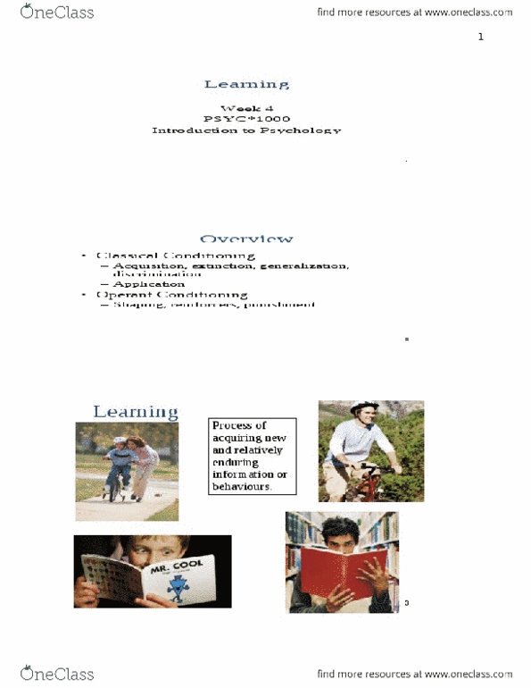 PSYC 1000 Lecture Notes - Lecture 8: Operant Conditioning Chamber, Immunology, Reward System thumbnail