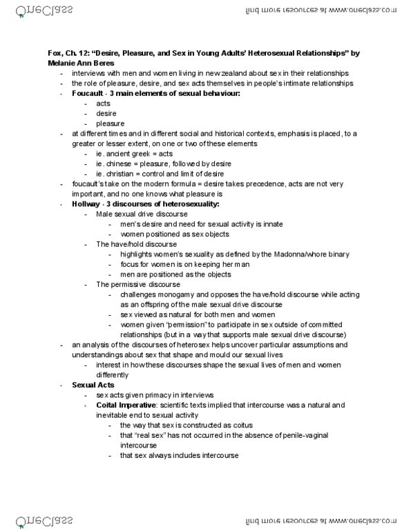 SOCIOL 2U06 Chapter 12: “Desire, Pleasure, and Sex in Young Adults’ Heterosexual Relationships” by Melanie Ann Beres thumbnail