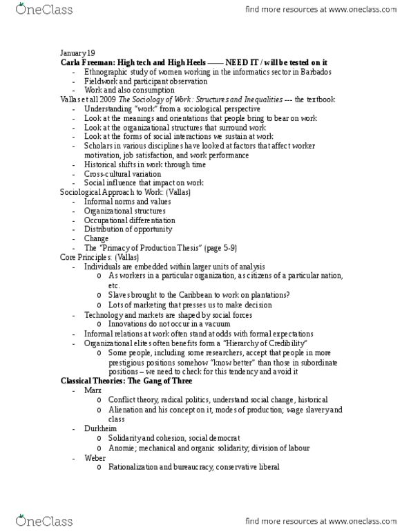 SOAN 2040 Lecture Notes - Lecture 2: Job Satisfaction, Participant Observation, Social Forces thumbnail