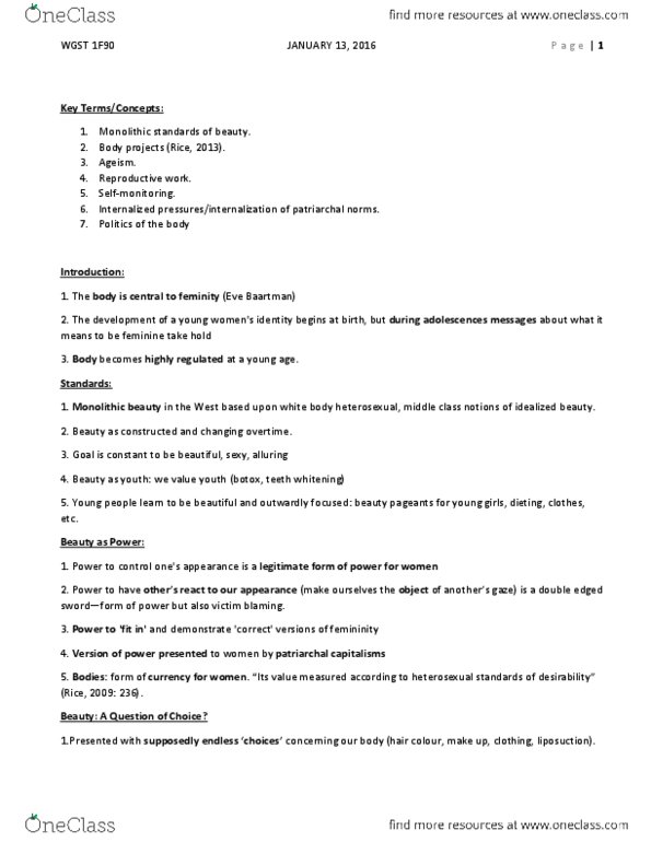 WGST 1F90 Lecture Notes - Lecture 2: Tooth Whitening, Wgst, Ageism thumbnail