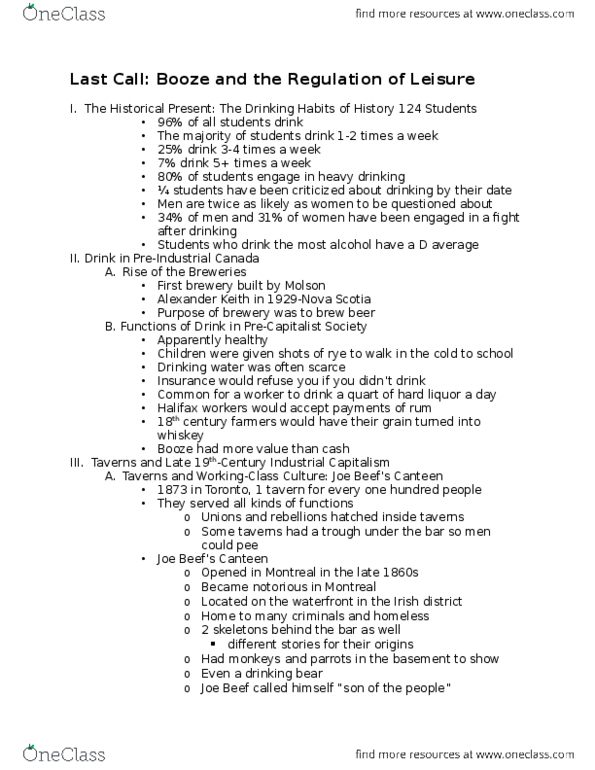 HIST 124 Lecture Notes - Lecture 4: Joe Beef, Distilled Beverage, Individualism thumbnail