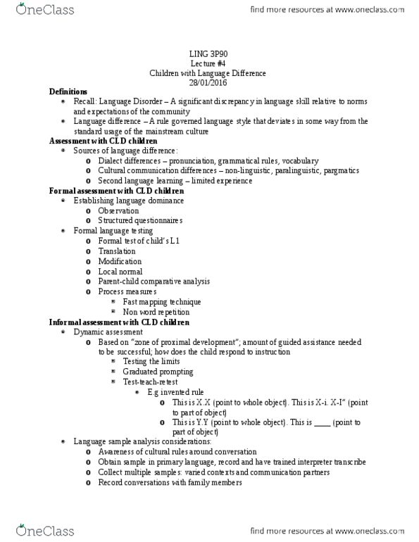 LING 3P90 Lecture Notes - Lecture 4: Second-Language Acquisition, Paralanguage, Formal Language thumbnail