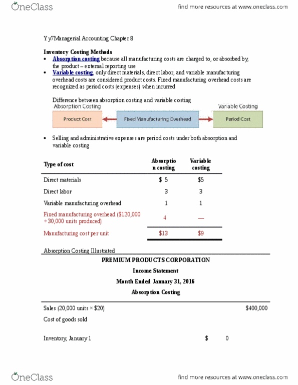 ACTG 1P11 Lecture Notes - Lecture 17: Total Absorption Costing, Variable Cost, Gross Profit thumbnail