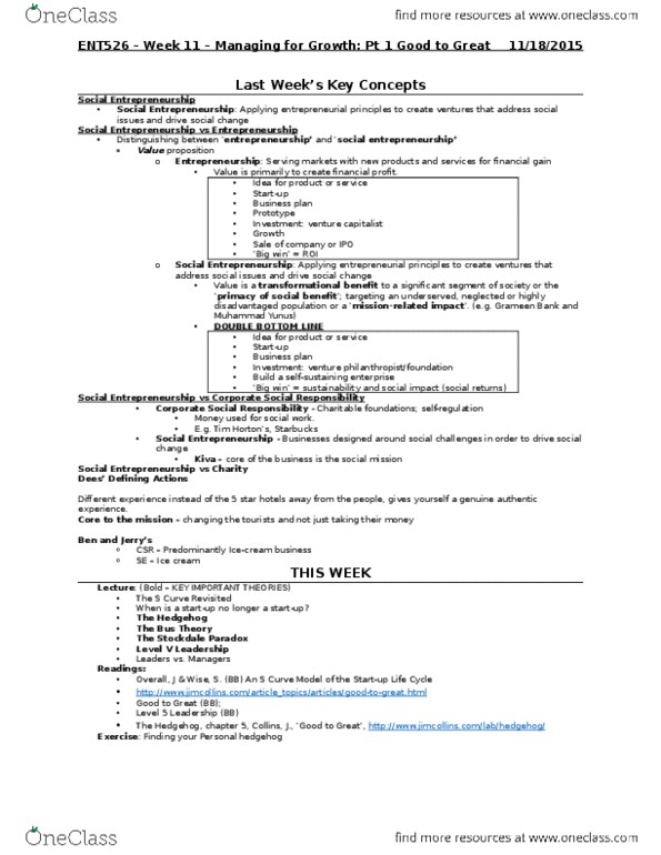 ENT 526 Lecture Notes - Lecture 11: Corporate Social Responsibility, Pitney Bowes, Muhammad Yunus thumbnail