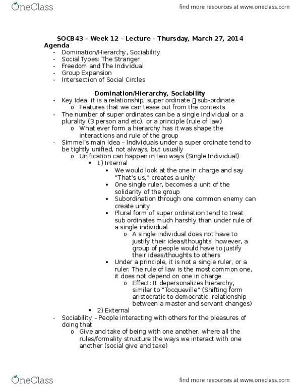 SOCB43H3 Lecture Notes - Lecture 12: Right Triangle, Georg Simmel, Abscissa And Ordinate thumbnail