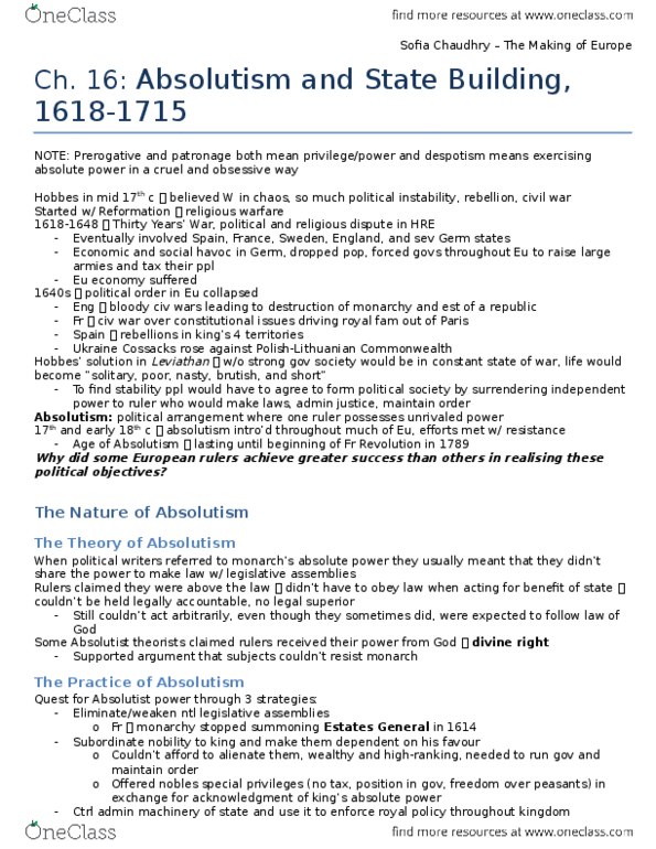 HIST 1001 Chapter 16: Ch. 16 - Absolutism thumbnail