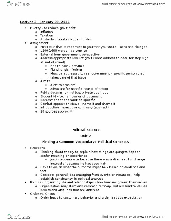 POSC 1000U Lecture Notes - Lecture 2: War Measures Act, Justin Trudeau, Liberal Democracy thumbnail