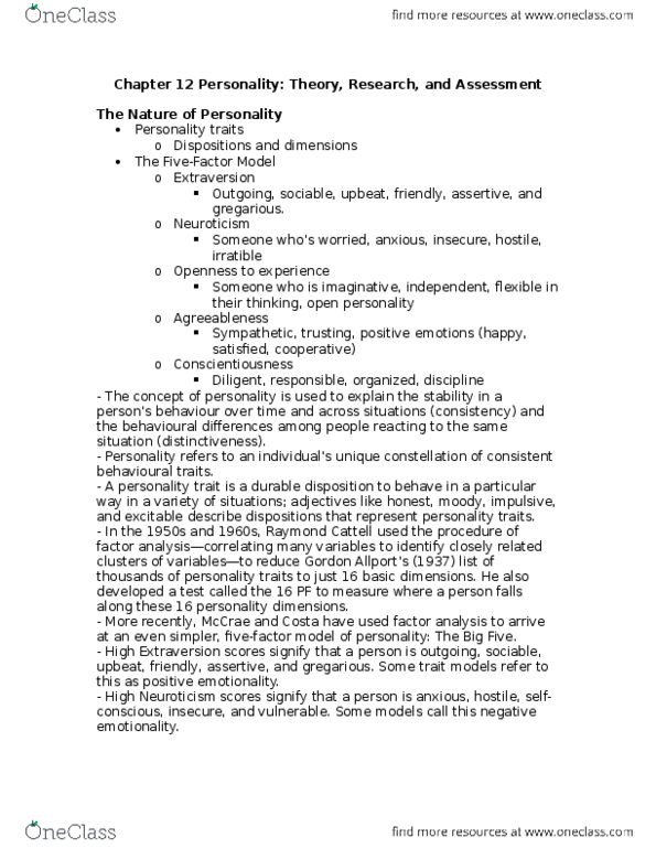 PSYC 1002 Lecture Notes - Lecture 12: Personal Unconscious, Anal Stage, Collective Unconscious thumbnail