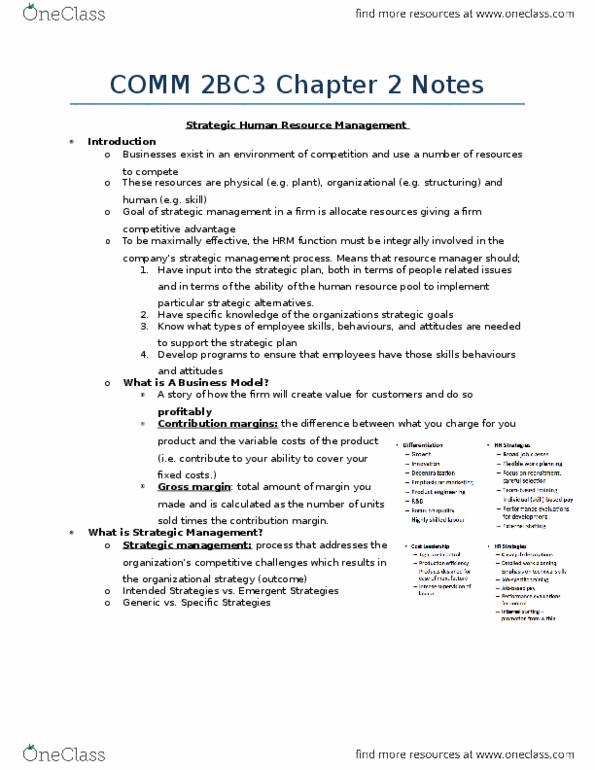 COMMERCE 2BC3 Lecture Notes - Lecture 2: Strategic Planning, Strategic Management, Total Quality Management thumbnail