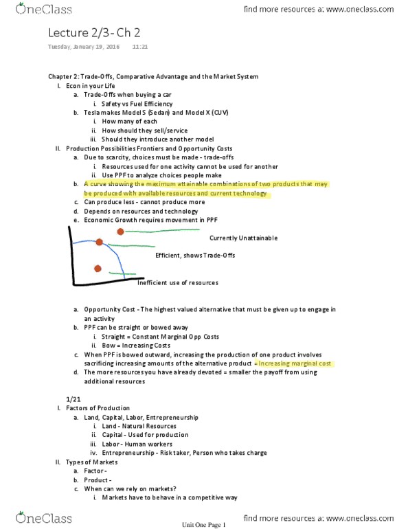 ECON 2001.01 Lecture Notes - Lecture 2: Tesla Model X, Marginal Cost, Opportunity Cost thumbnail