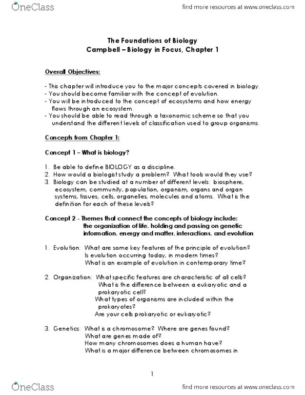 BIO 100 Lecture Notes - Lecture 2: Prokaryote, The Foundations, Chromosome thumbnail